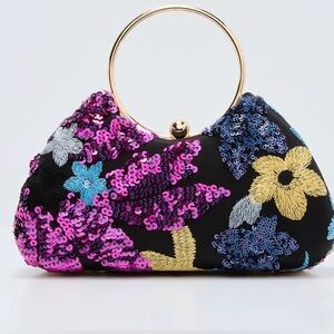 Vici Gypsy Petal Sequin Embellished O Ring Bag